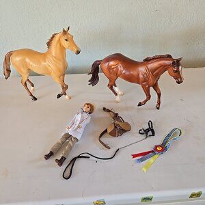 Breyer Lot Traditional Horses & Rider Vet Doll + Saddle Halter